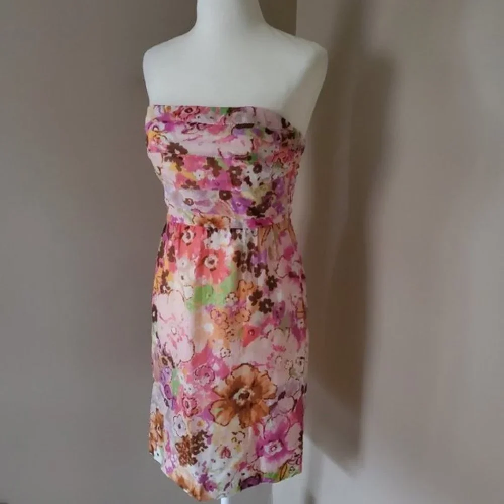 J. Crew Floral Watercolor Strapless Dress Size 0 - Picture 4 of 8